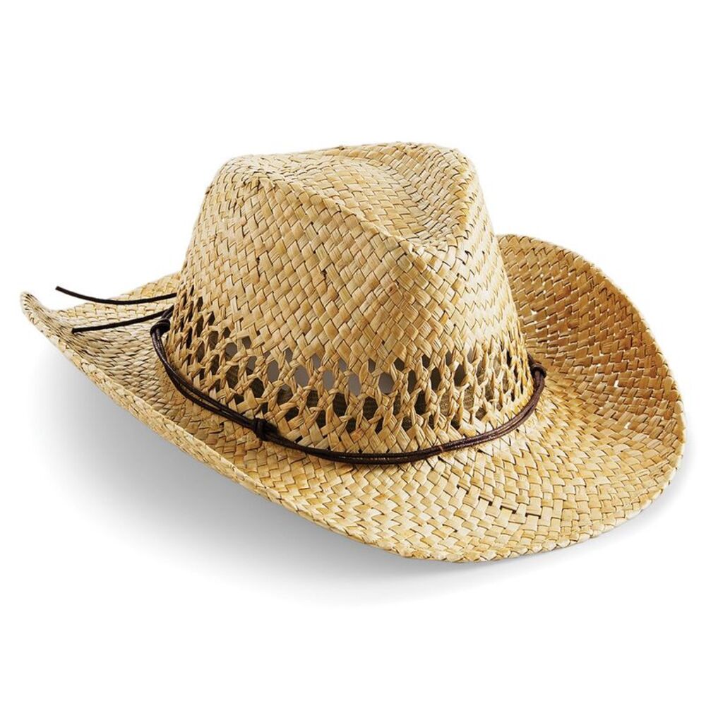 Beechfield Unisex Straw Cowboy Hat / Natural
